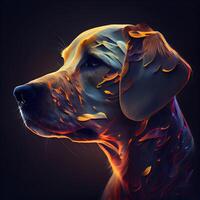 digitaal illustratie van een labrador retriever in een brand effect, ai generatief beeld foto