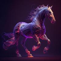 paard met abstract lijnen Aan een donker achtergrond. illustratie., ai generatief beeld foto
