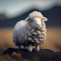 schapen in de gras met paardebloemen - 3d veroorzaken, ai generatief beeld foto