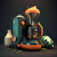 koffie machine, koffie Slijper en koffie beker. illustratie., ai generatief beeld foto