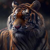 portret van tijger. dieren in het wild tafereel van natuur. 3d weergave., ai generatief beeld foto