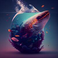 haai zwemmen in een vis tank. 3d weergave, 3d illustratie., ai generatief beeld foto