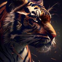 tijger portret. digitaal schilderij van een tijger. abstract tijger., ai generatief beeld foto
