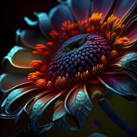 mooi abstract bloem Aan een donker achtergrond. digitaal fractal kunst. 3d weergave., ai generatief beeld foto