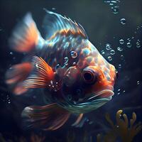 mooi vis in aquarium. onderwater- wereld. 3d weergave, ai generatief beeld foto
