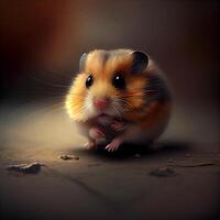 hamster Aan een donker achtergrond. detailopname. dier., ai generatief beeld foto