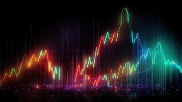 ai gegenereerd. ai generatief. financiën voorraad forex diagram afzet geld neiging volume inkomen Gaan omhoog en omlaag. kan worden gebruikt voor illustratie van analyse financiën verklaringen. grafisch kunst foto