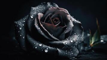 ai gegenereerd. ai generatief. dichtbij macro schot foto van realistisch bloem zwart roos. kan worden gebruikt voor bruiloft romantisch of liefde concept. grafisch kunst