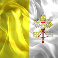 3D-illustratie van een vlag van Vaticaanstad - realistische wapperende stoffen vlag foto