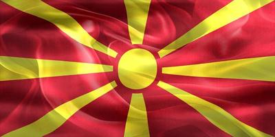 3D-illustratie van een vlag van Noord-Macedonië - realistische wapperende stoffen vlag foto