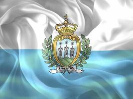 3D-illustratie van een vlag van San Marino - realistische wapperende stoffen vlag foto