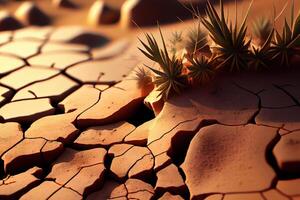 bovenstaand visie van aambeien van bruin kruimelig zand in woestijn. generatief ai foto