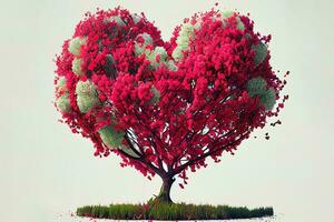 uitstekend digitaal kunst illustratie van rood bloesem boom in hart vorm foto