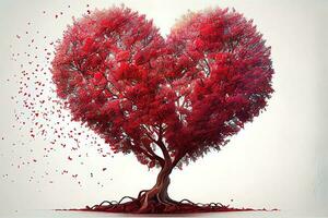 verrassend rood liefde boom hart vormig foto