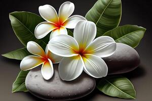 zen stenen met frangipani bloem. generatief ai foto