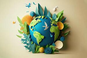 wereld milieu dag concept groen eco aarde planeet aarde draaien. generatief ai. foto