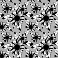 naadloos achtergrond van groot zwart en wit bloeiwijzen Aan een grijs achtergrond, textuur, ontwerp foto