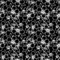 naadloos contour patroon van groot wit grafisch bloemen Aan een zwart achtergrond, textuur, ontwerp foto