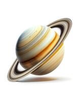 planeet Saturnus Aan wit achtergrond, gemaakt met generatief ai foto