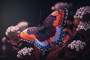 opgewonden vlinder Aan voorjaar bloemen. generatief ai foto