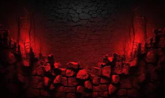 griezelig rood muur achtergrond. halloween achtergrond foto concept. generatief ai
