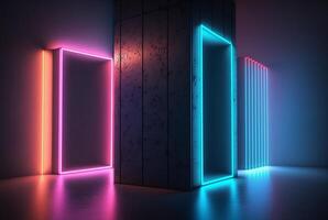 realistisch neon licht achtergrond. generatief ai foto