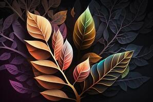 kleurrijk bladeren abstract achtergrond. generatief ai foto