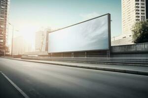 futuristische stad aanplakbord creëren een blanco canvas voor uw De volgende reclame campagne foto