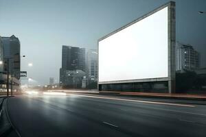 futuristische stad aanplakbord creëren een blanco canvas voor uw De volgende reclame campagne foto