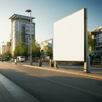 futuristische stad aanplakbord creëren een blanco canvas voor uw De volgende reclame campagne foto