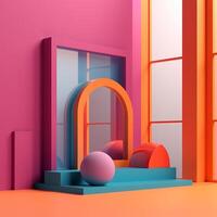 gebogen ramen in fantasie concept in trending kleur palet voor reclame met generatief ai foto