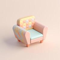 schattig klein isometrische modern stijl sofa met generatief ai foto
