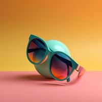 zonnebril in zomer concept in trending kleur palet voor reclame met generatief ai foto