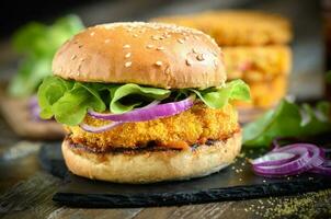 gemakkelijk veganistisch hamburger foto