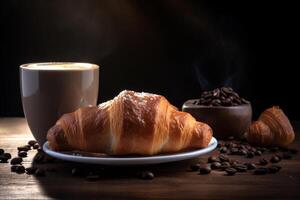 croissant Aan de tafel ai genereren foto