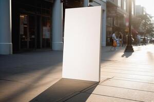 ai generatief een blanco wit teken bord mockup geïsoleerd buiten foto