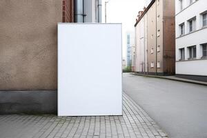 ai generatief een blanco wit teken bord mockup geïsoleerd buiten foto