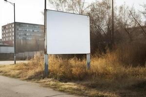 ai generatief een blanco wit teken bord mockup geïsoleerd buiten foto