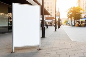 ai generatief een blanco wit teken bord mockup geïsoleerd buiten foto