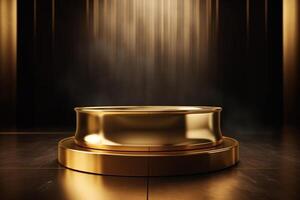 ai generatief luxe goud podium achtergronden stadium voor Product presentatie Scherm foto