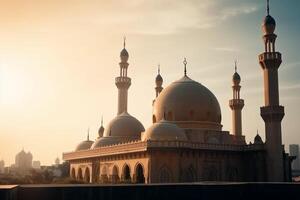 ai generatief een moskee met een mooi achtergrond foto