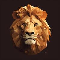 ai generatief laag poly portret van een leeuw. veelhoekige laag poly illustratie. foto