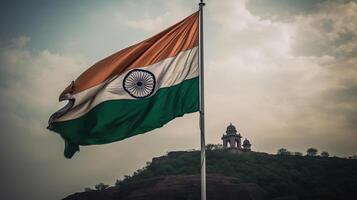 Indië vlag vliegen, generatief ai foto
