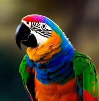 kleurrijk papegaai met een zwart bek en een wit plek Aan de gezicht foto ai gegenereerd