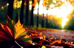 mooi herfst landschap met kleurrijk gebladerte landschap achtergrond foto ai gegenereerd