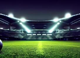 voetbal Amerikaans voetbal stadion met schijnwerpers foto ai gegenereerd