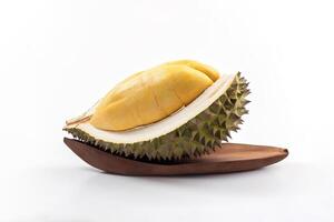 koning van fruit, durian geïsoleerd Aan wit achtergrond. ai gegenereerd foto