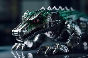 krokodil of alligator robot voorlopig ontwerp, generatief ai gegenereerd technologie foto