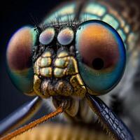 detailopname macro fotografie van vlieg insecten ai generatief foto