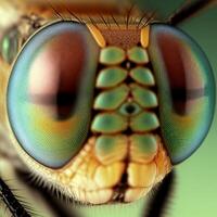 detailopname macro fotografie van draak vlieg huis vlieg vliegt insecten ai generatief foto